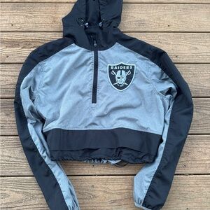 Raiders vintage Cropped Hoodie windbreaker NFL large
